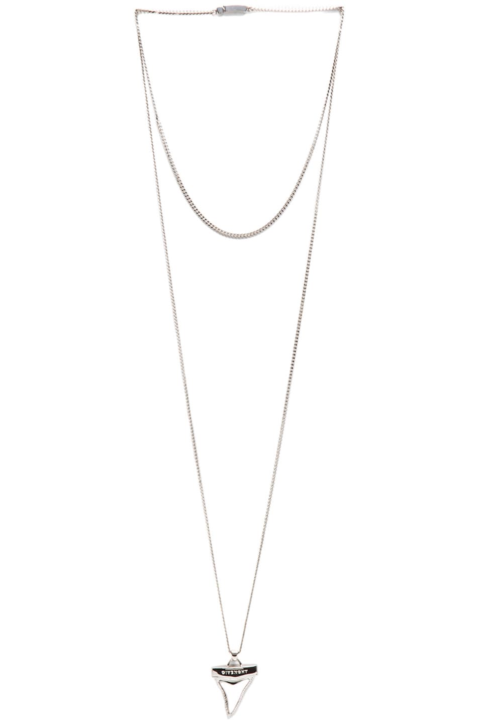 Image 1 of Givenchy Small Shark Tooth Necklace in Black & Silver