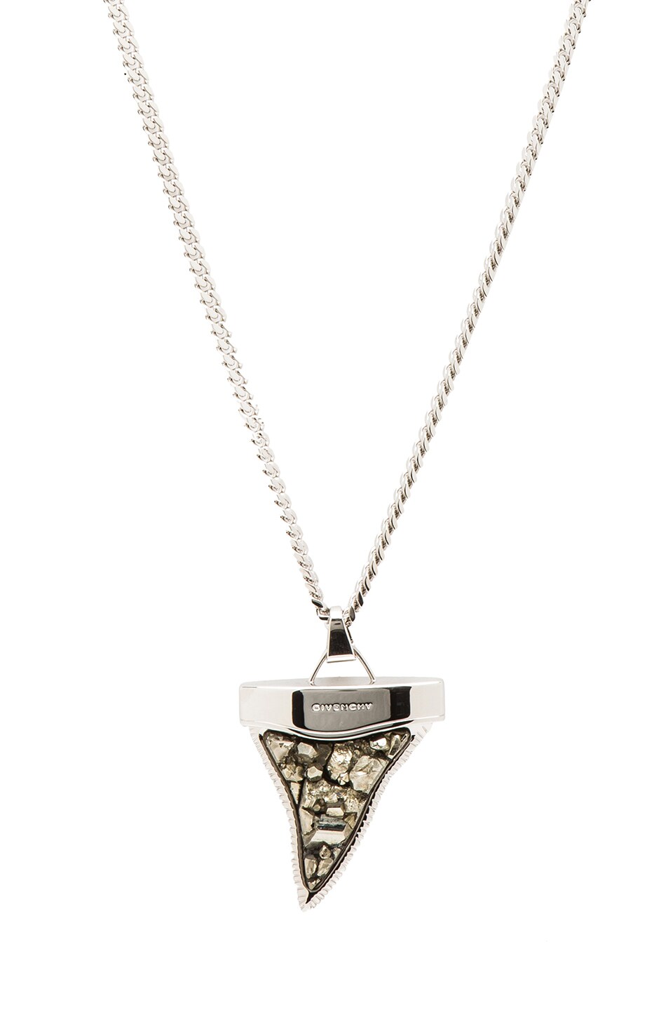 Image 1 of Givenchy Large Stone Shark Tooth Necklace in Brass & Pyrite
