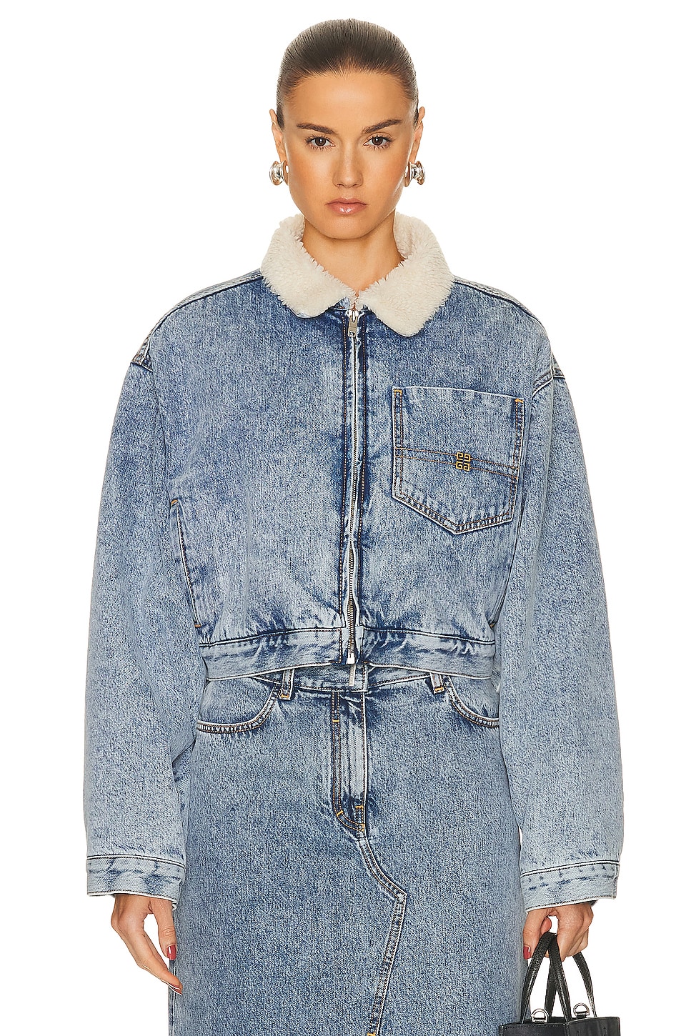 Image 1 of Givenchy Cropped Jacket in Light Blue