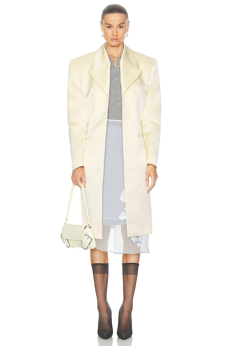 Image 1 of Givenchy Notched Lapel Coat in Butter