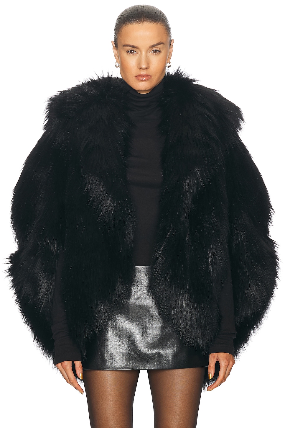 Shop Givenchy Faux Fur Coat In Black