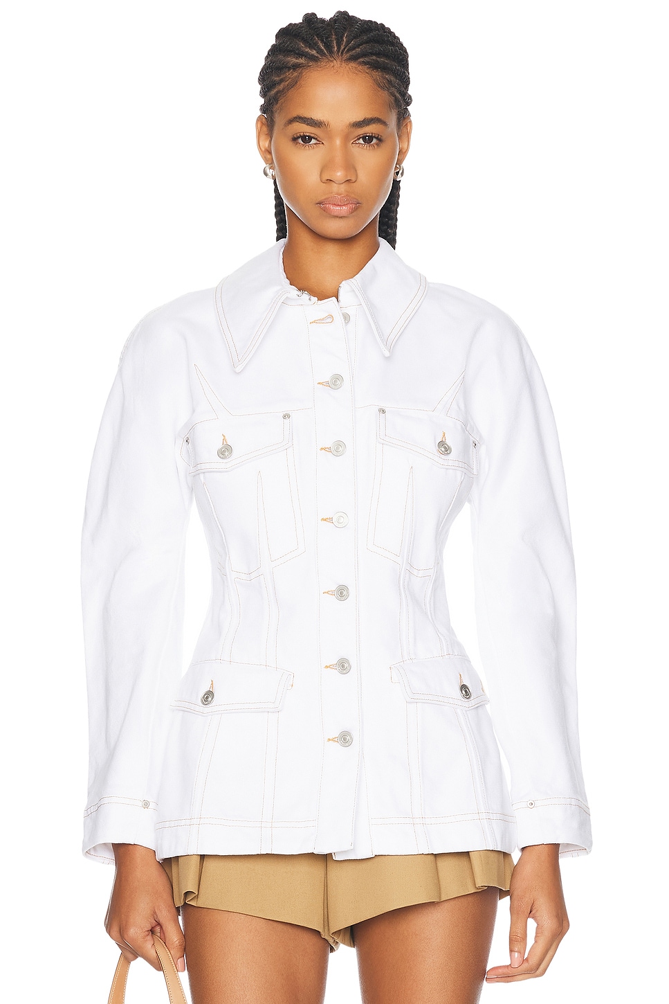 Image 1 of Givenchy Tailored Denim Jacket in Optic White