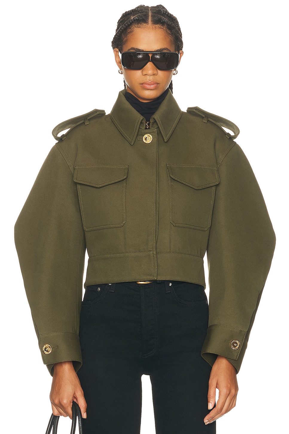 Givenchy Cropped Utility Jacket In Brown