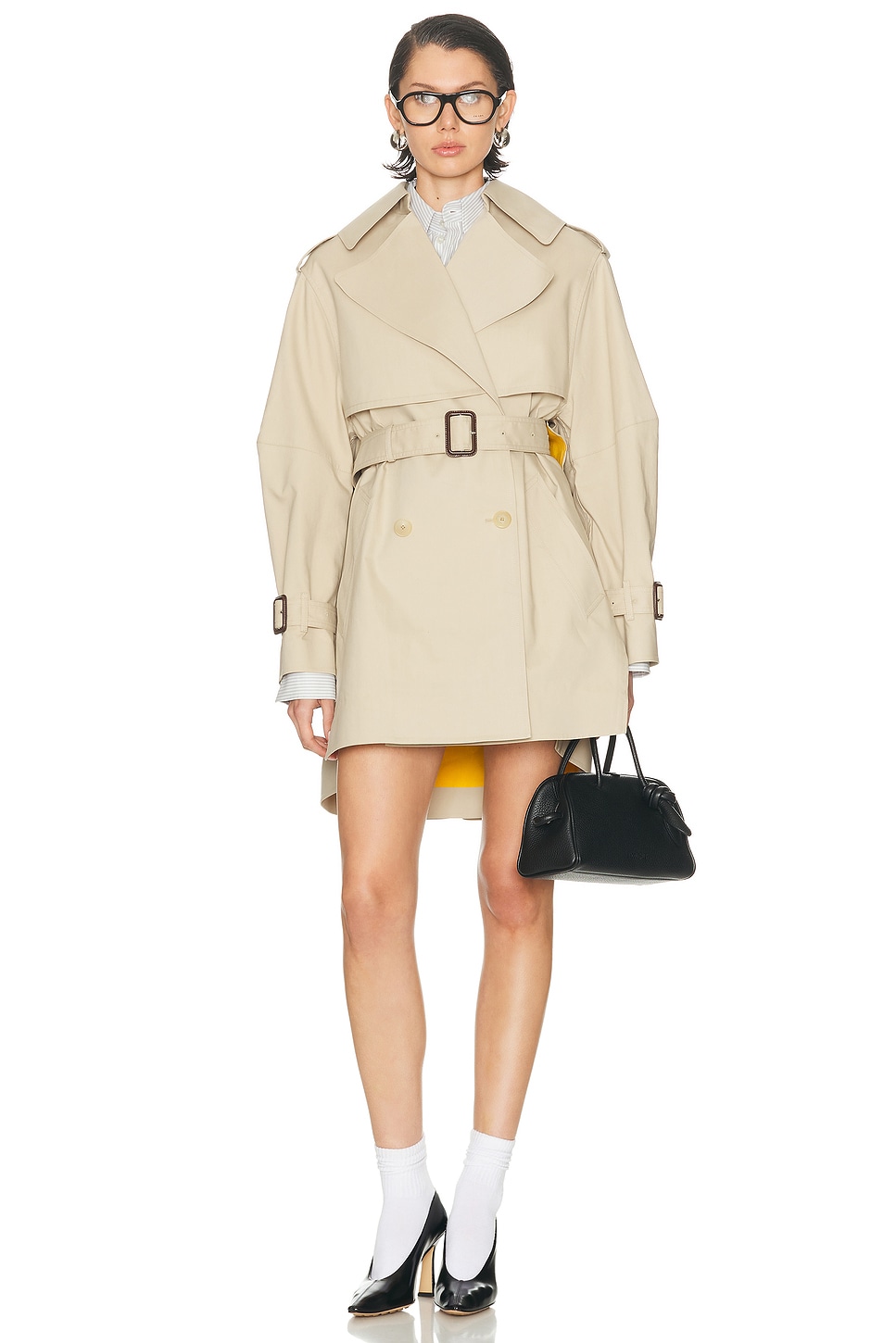 Image 1 of Givenchy Short Cocoon Trench in Beige & Mustard