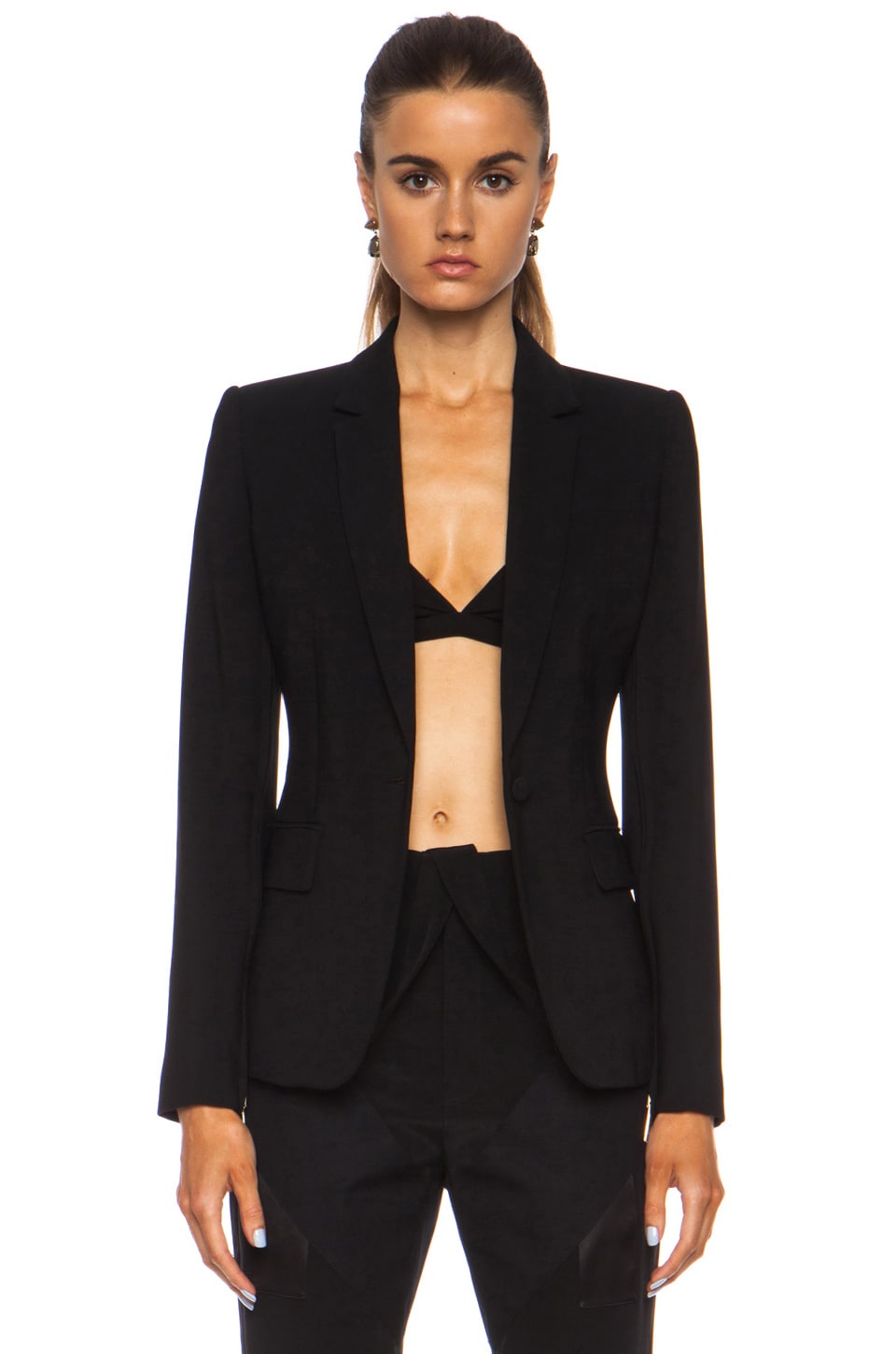 Image 1 of Givenchy Silver Zip Viscose-Blend Blazer in Black