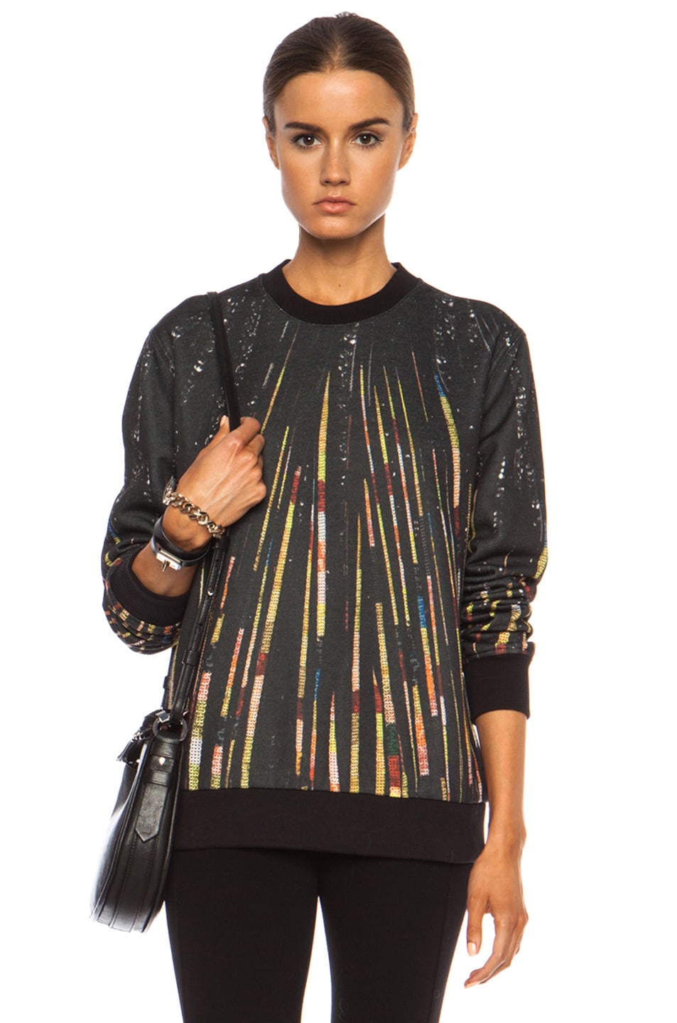 Image 1 of Givenchy Sequin Print Poly-Blend Sweatshirt in Black