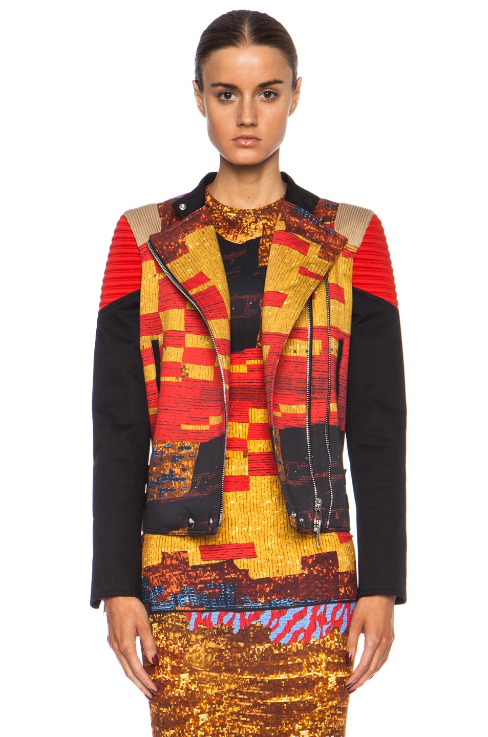 Image 1 of Givenchy Mosaic Print Moto Cotton Jacket in Multi