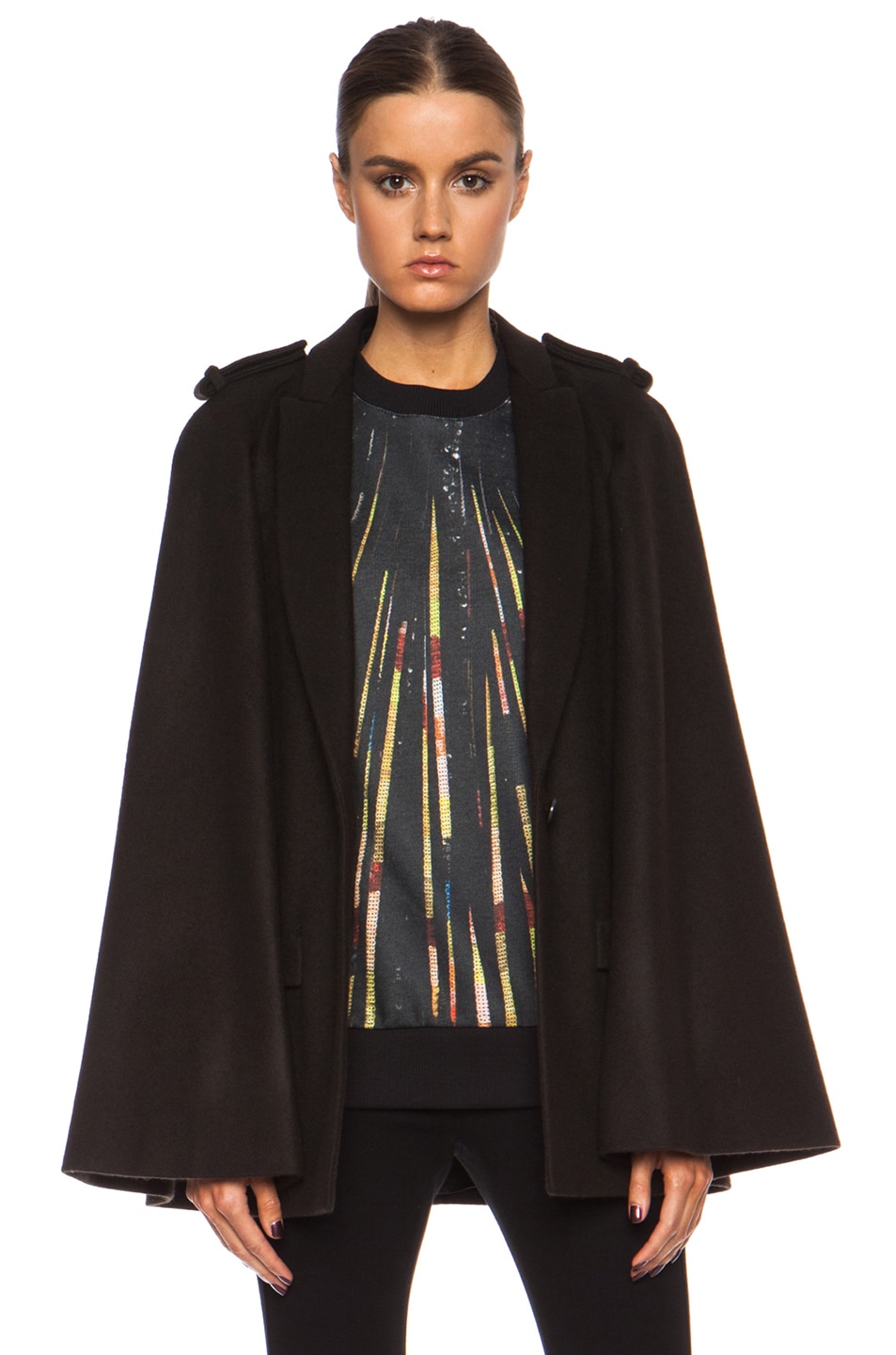 Image 1 of Givenchy Heavy Wool Cape in Ebene