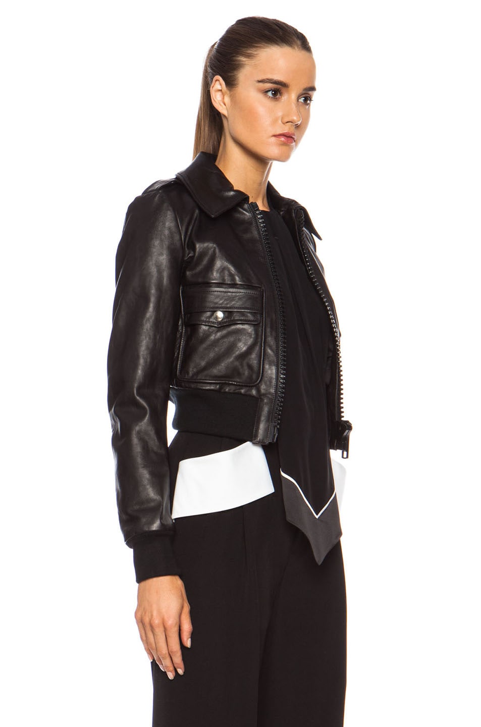 Givenchy Leather Bomber Jacket in Black | FWRD
