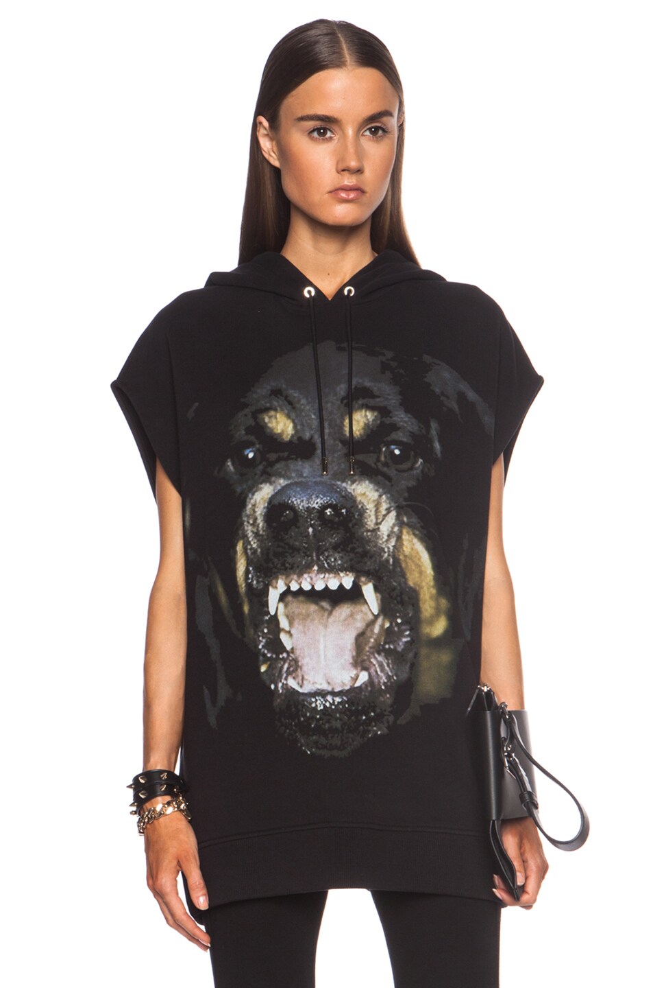 Image 1 of Givenchy Sleeveless Rottweiler Cotton Hoodie in Black