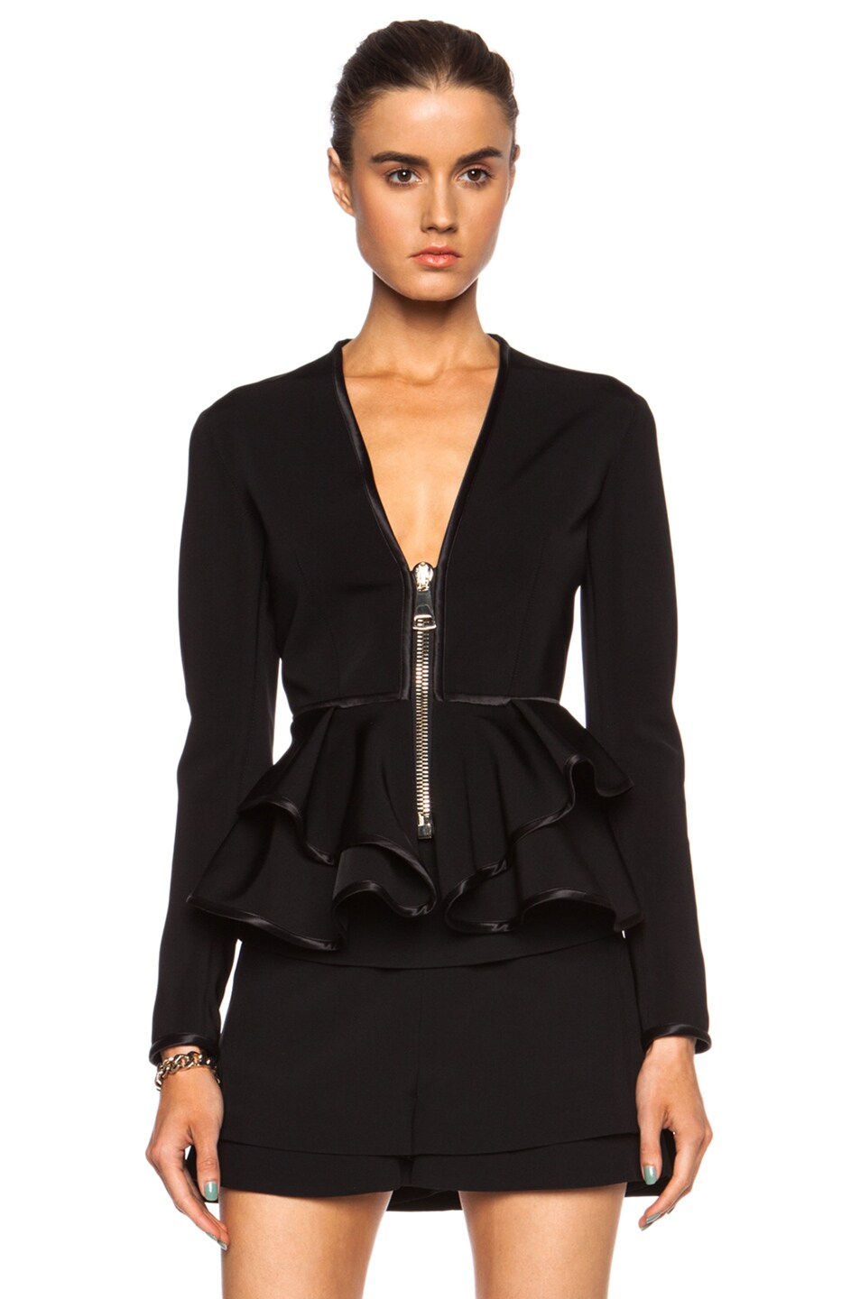 Image 1 of Givenchy Ruffled Zip Polyamide-Blend Jacket in Black