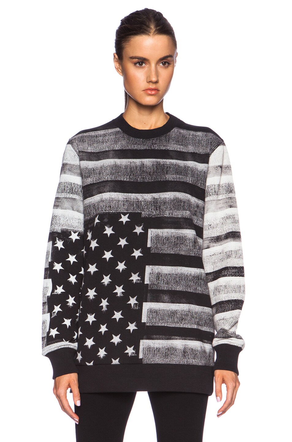 Image 1 of Givenchy Flag Print Cotton Sweatshirt in Black