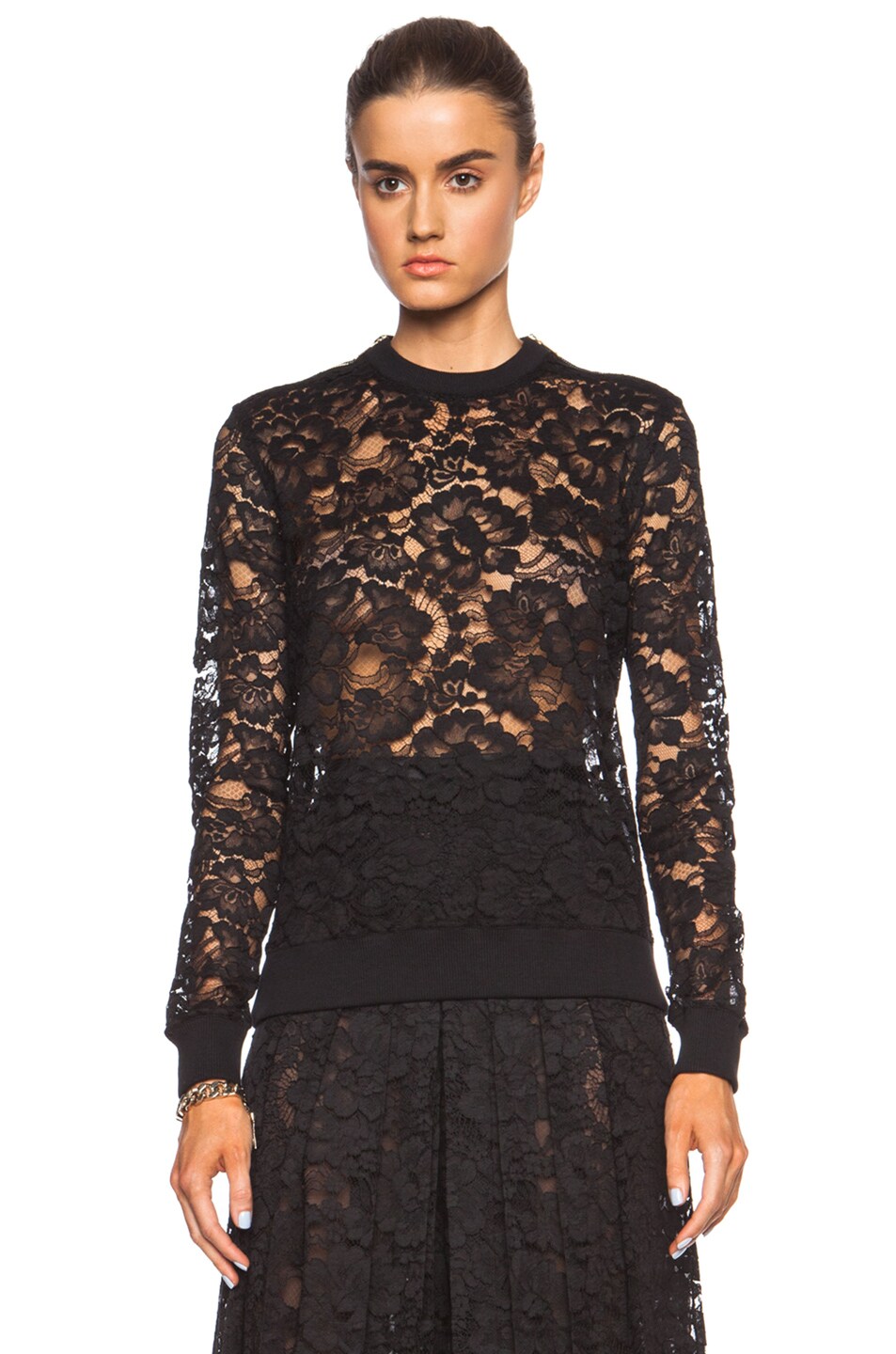 Image 1 of Givenchy Lace Sweatshirt in Black