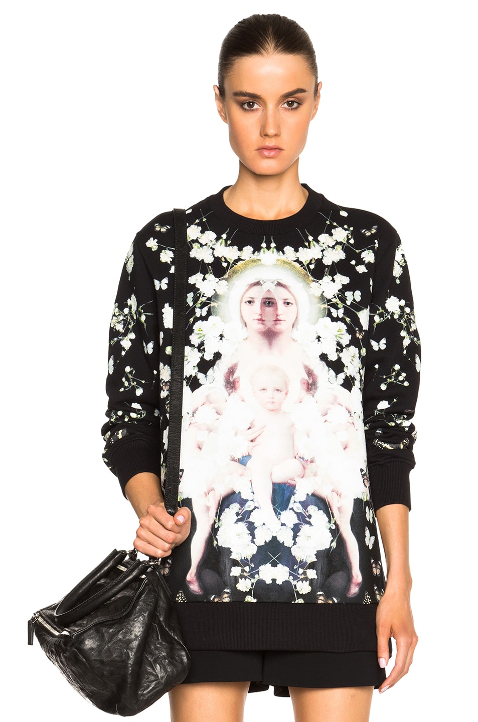 Image 1 of Givenchy Flowers Madonna Sweatshirt in Black