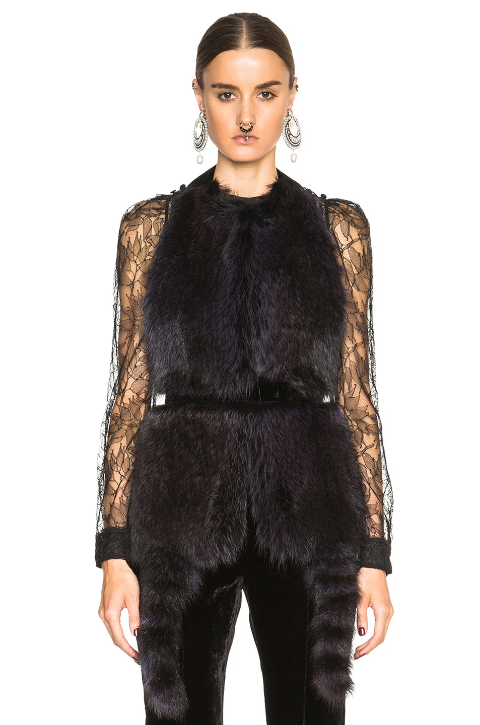 Image 1 of Givenchy Marmot Raccoon Fur Stole Vest in Black
