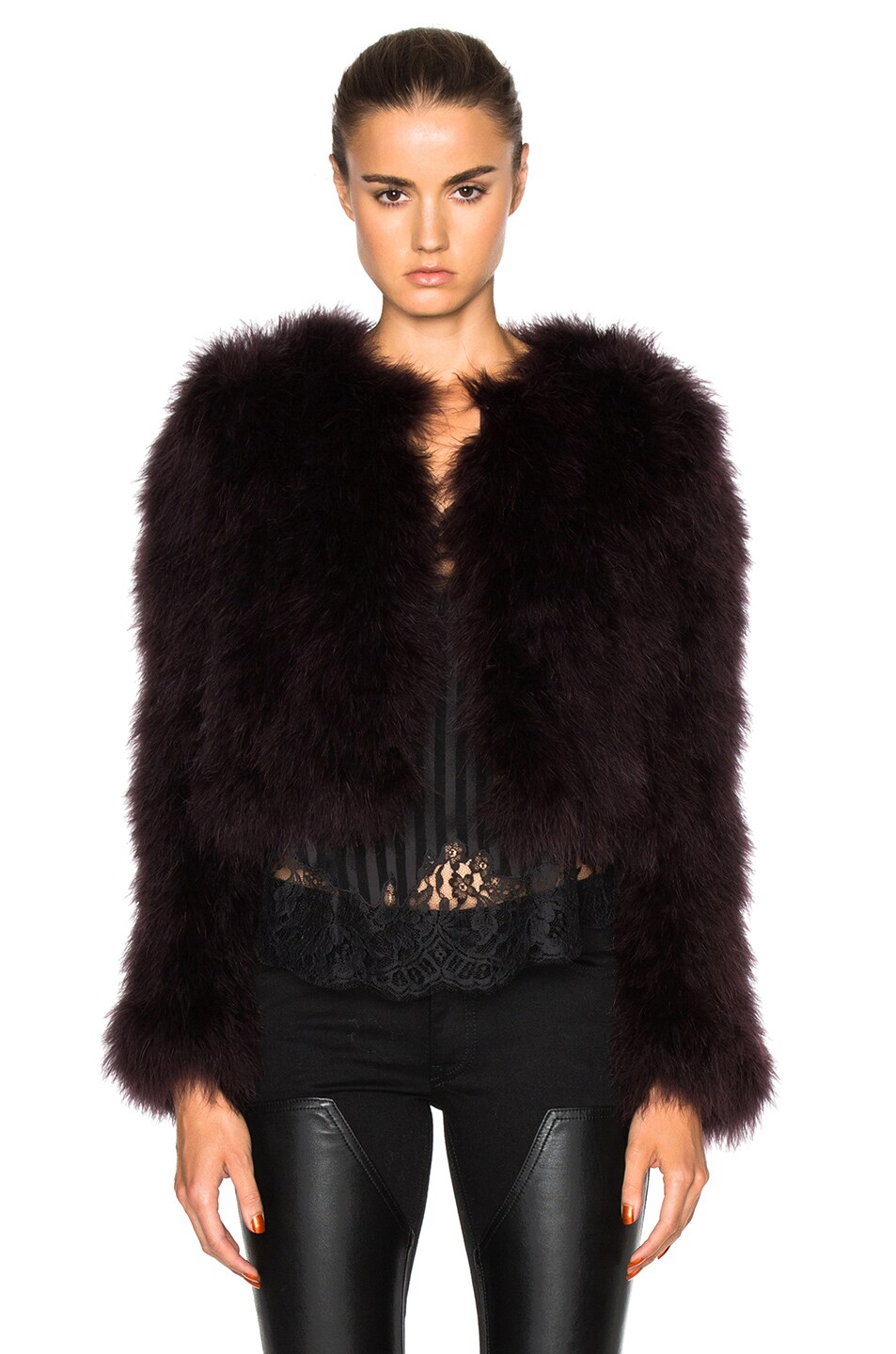 Image 1 of Givenchy Feather Jacket in Burgundy