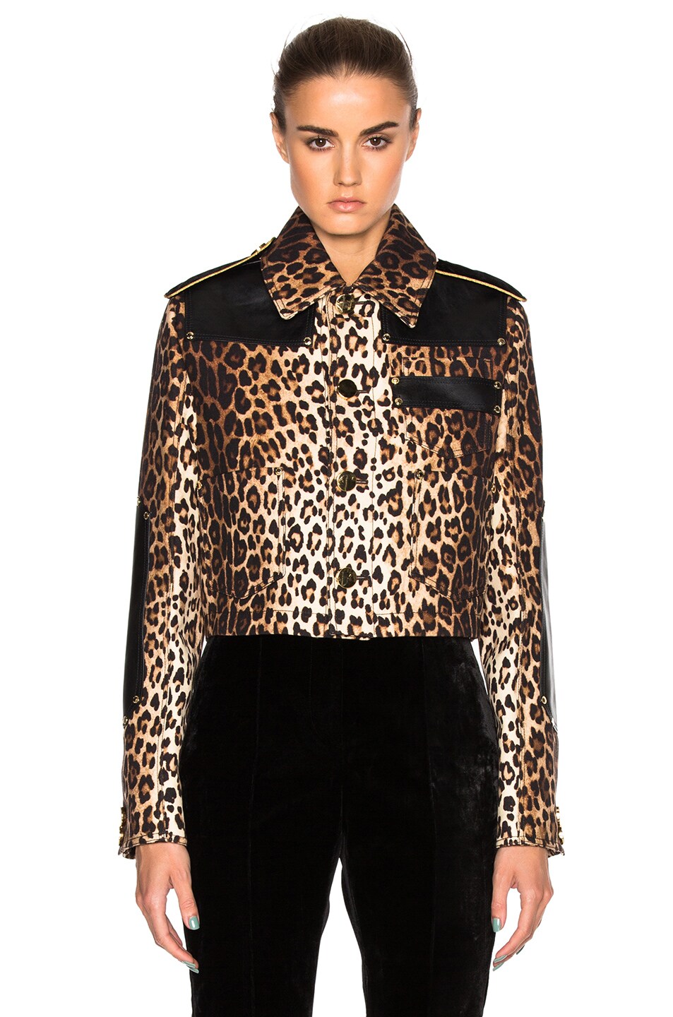 Image 1 of Givenchy Leopard Printed Grain de Poudre Jacket in Multicolor