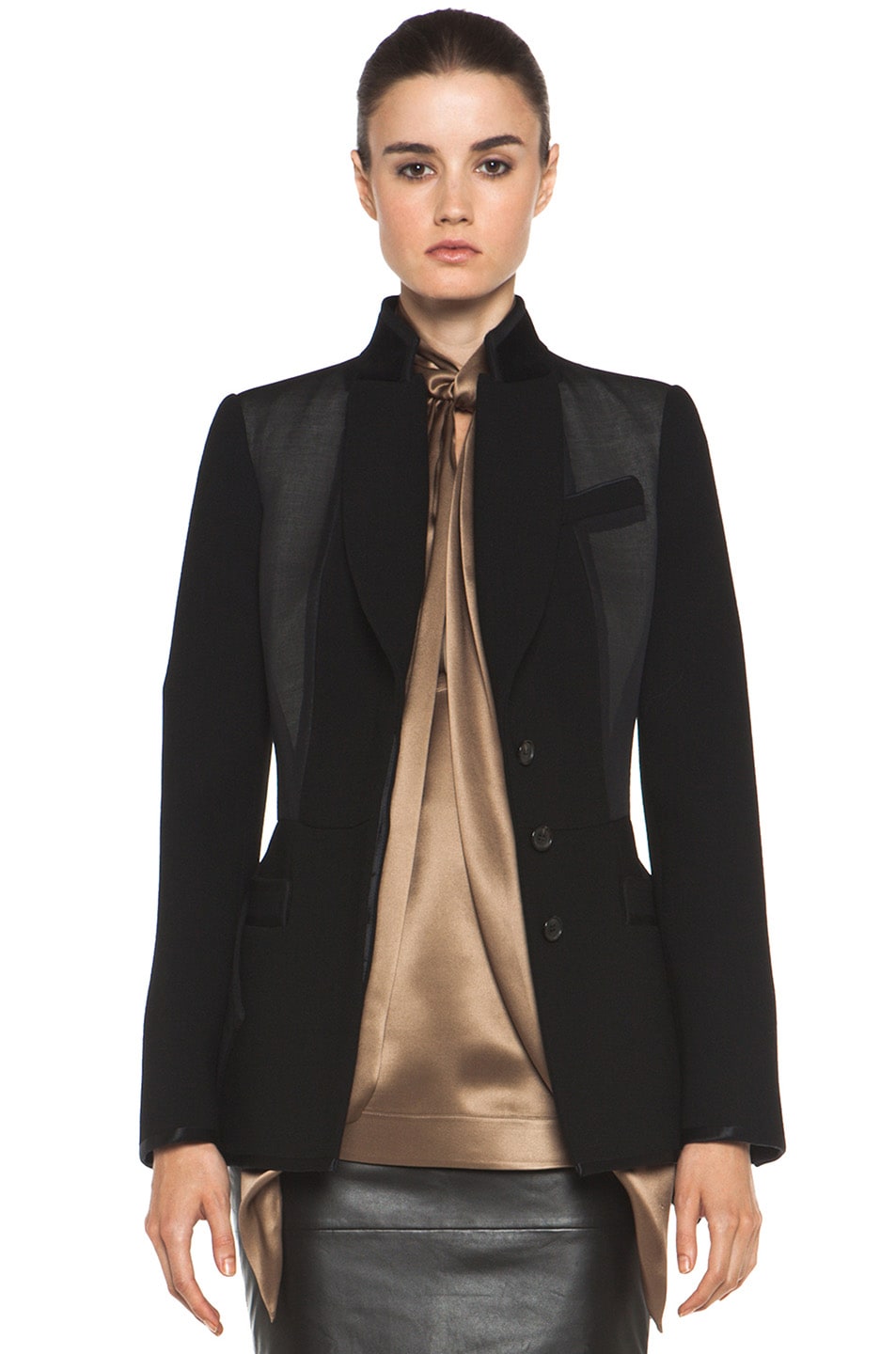 Image 1 of Givenchy Satin Detailed Jacket in Black