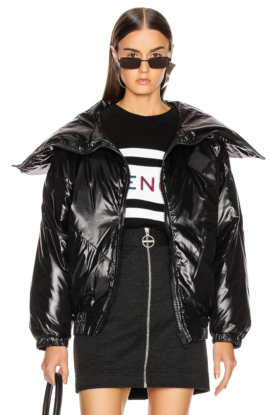 Givenchy Quilted Logo Puffer Jacket in Black | FWRD