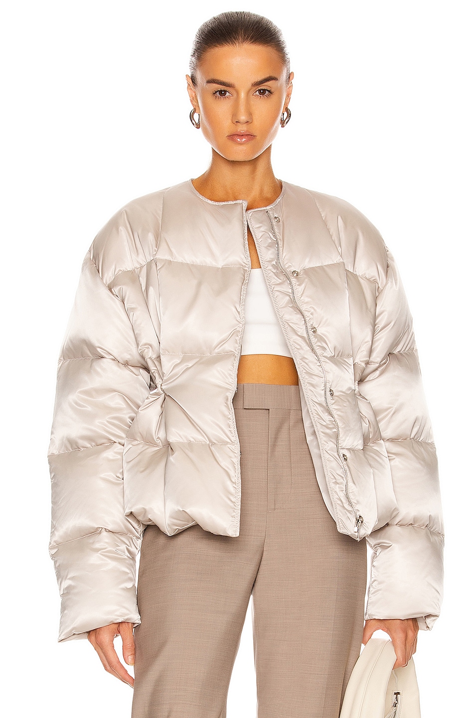 Image 1 of Givenchy Shiny Soft Nylon Puffer Jacket in Pearl Grey