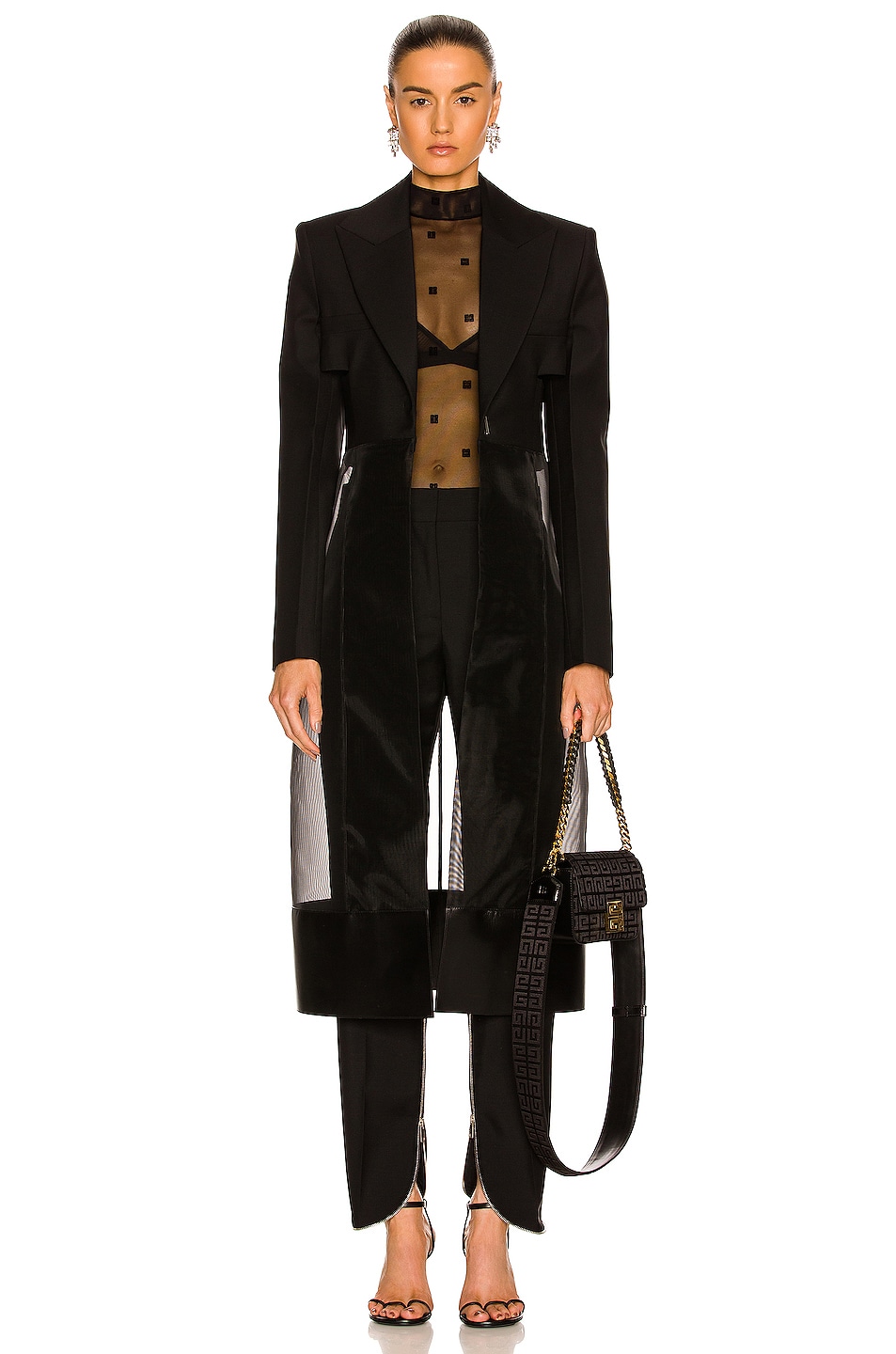 Image 1 of Givenchy Long Mohair Coat in Black
