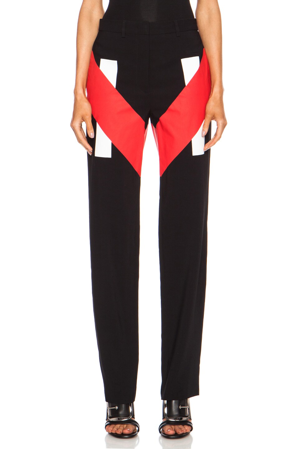 Image 1 of Givenchy Stretch Cady Printed Viscose-Blend Pant in Black & Red