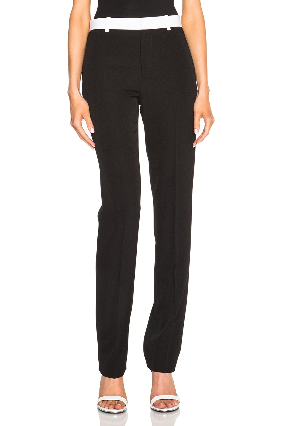 Image 1 of Givenchy Grain de Poudre Pants with White Band in Black