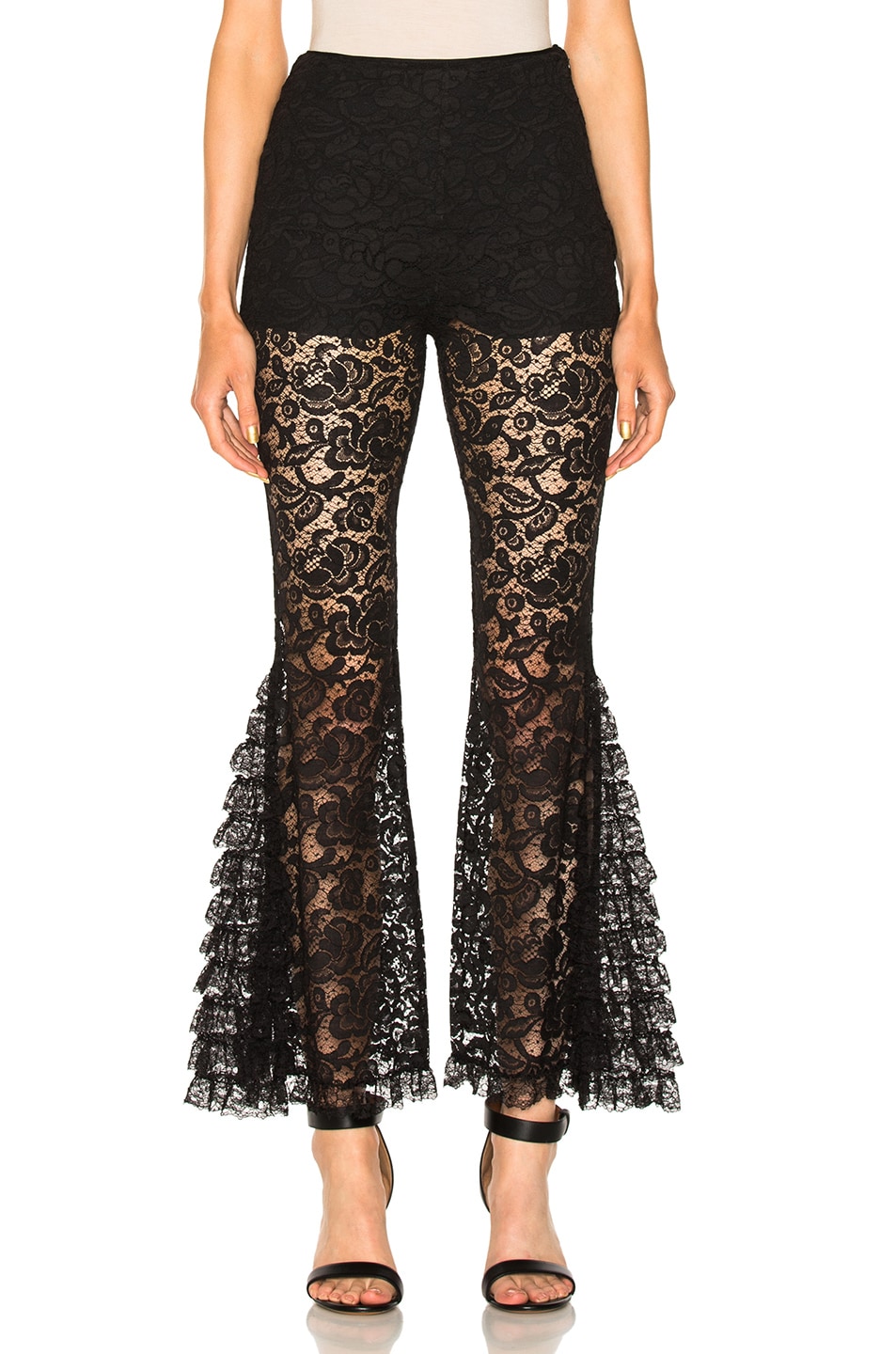 Image 1 of Givenchy Lace Flared Pants in Black