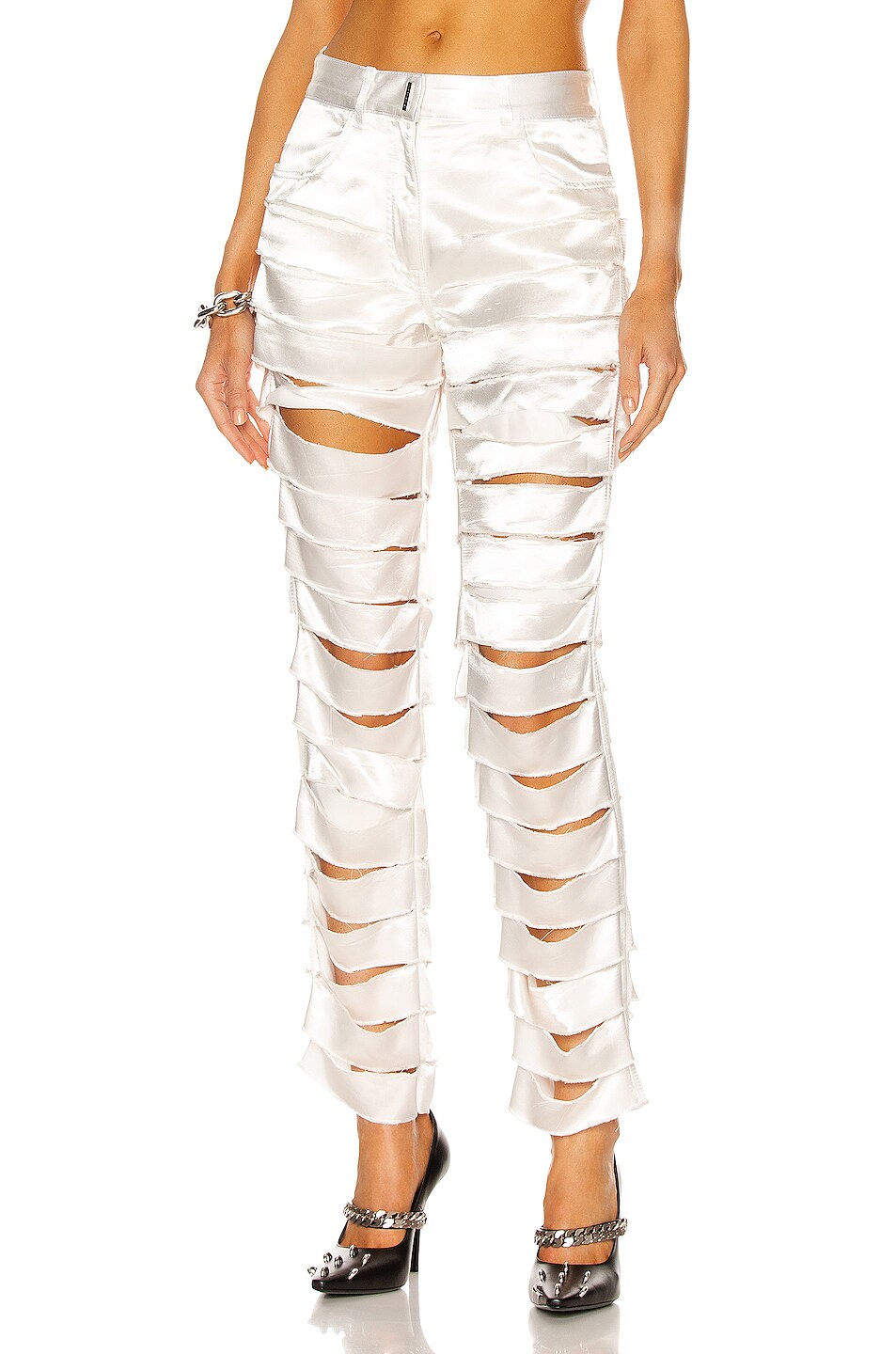 Image 1 of Givenchy Laser Cut Mid Waist Trouser in Off White