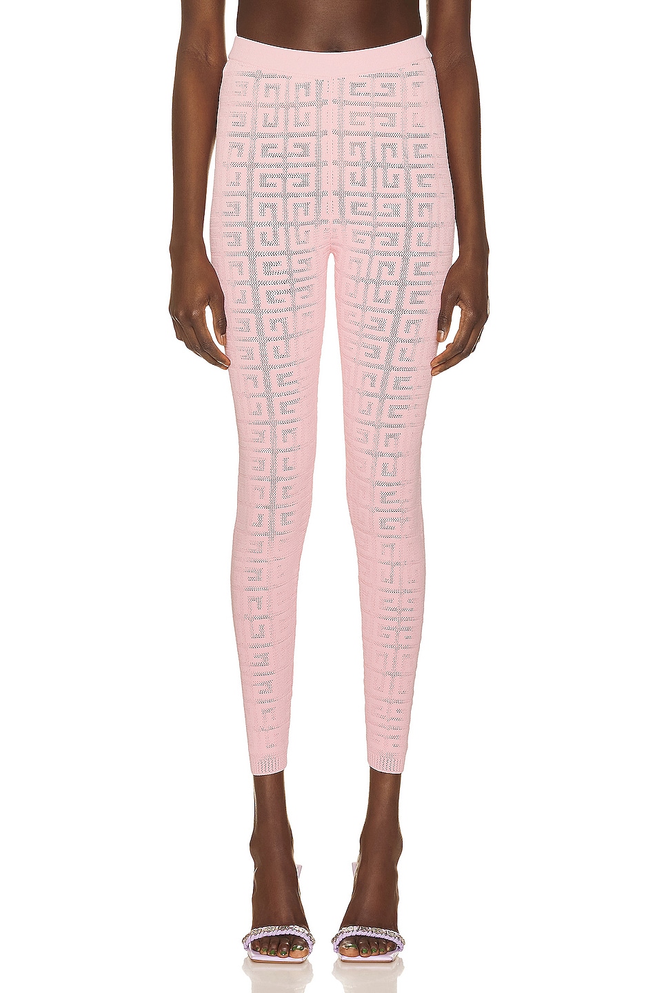 Image 1 of Givenchy Lace Monogram Stretch Legging in Light Pink