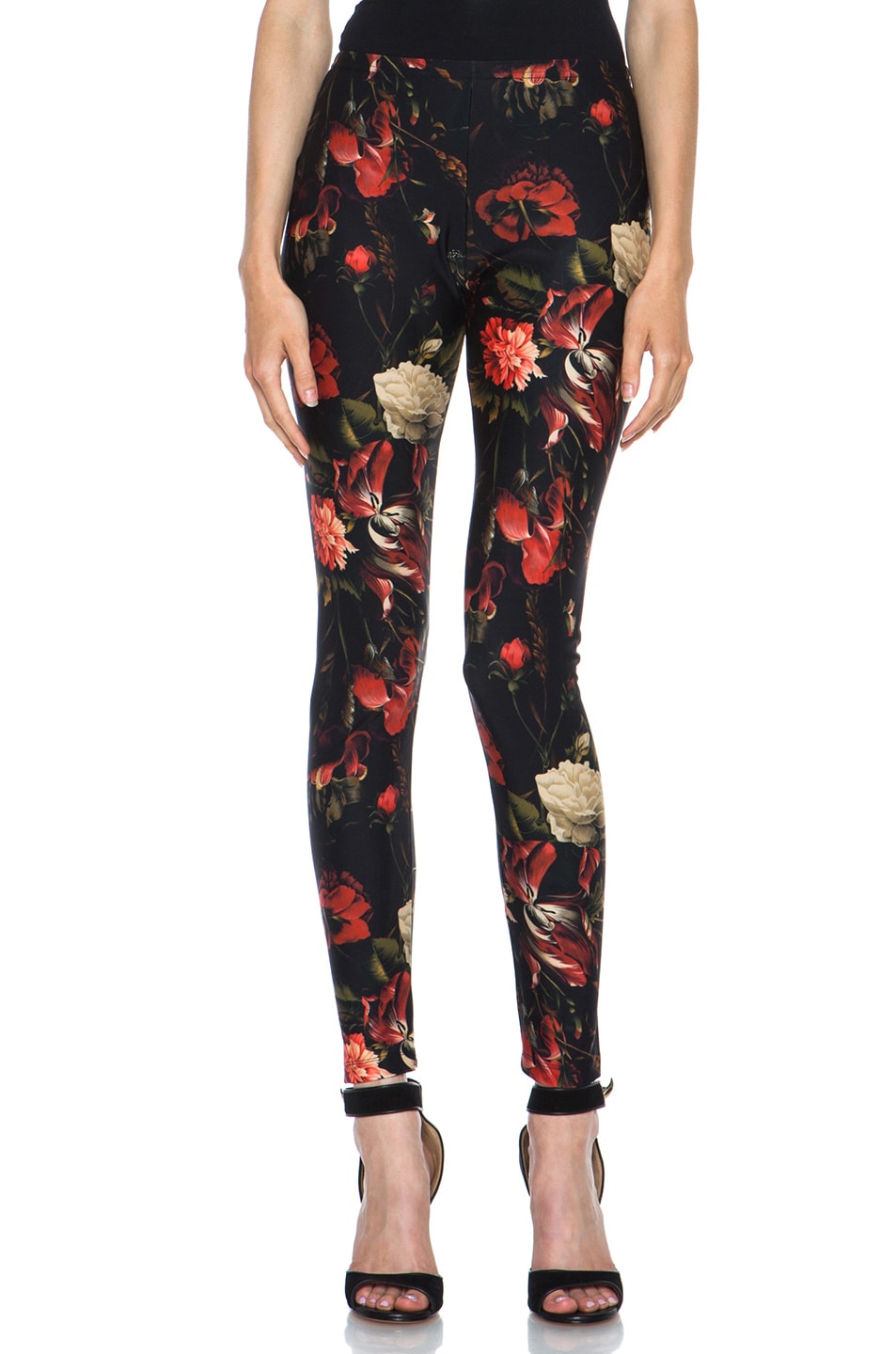 Givenchy Red Floral Print Jersey Legging in Multi | FWRD