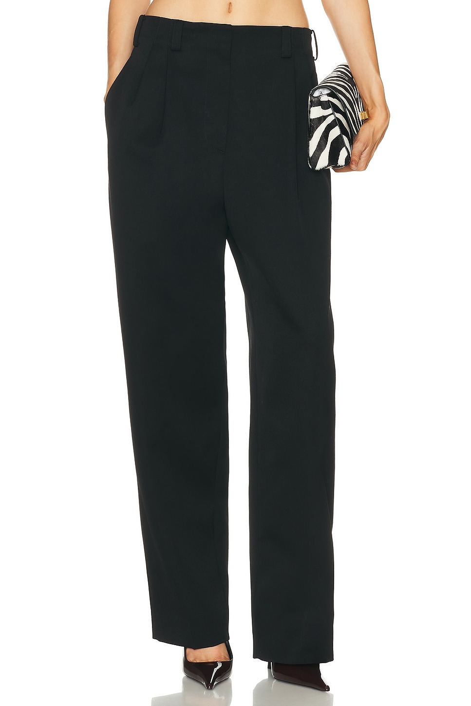 Image 1 of Givenchy Double Pleated Low Waist Pant in Black