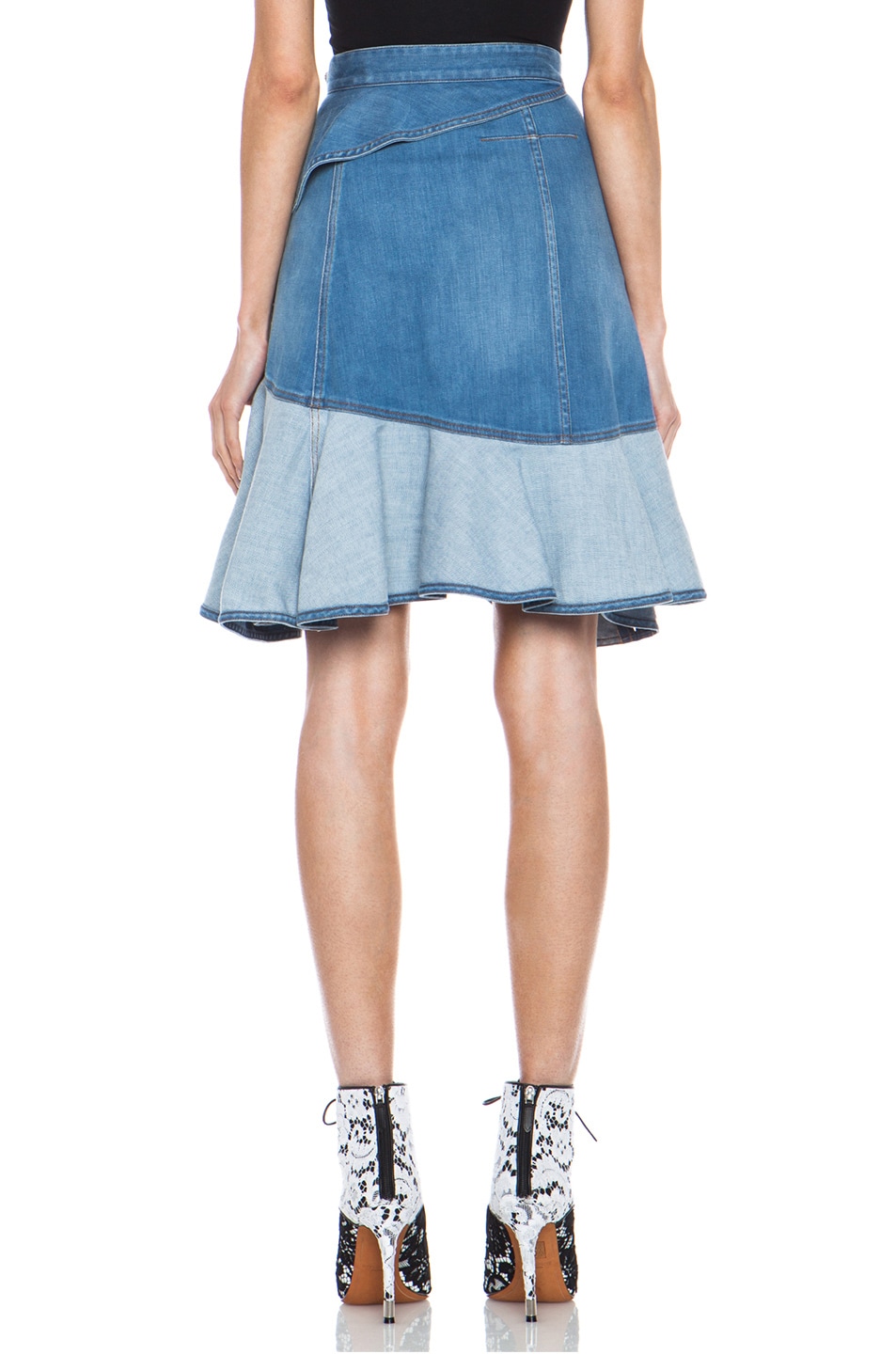 Givenchy Stone Washed Denim Ruffle Skirt in Blue | FWRD
