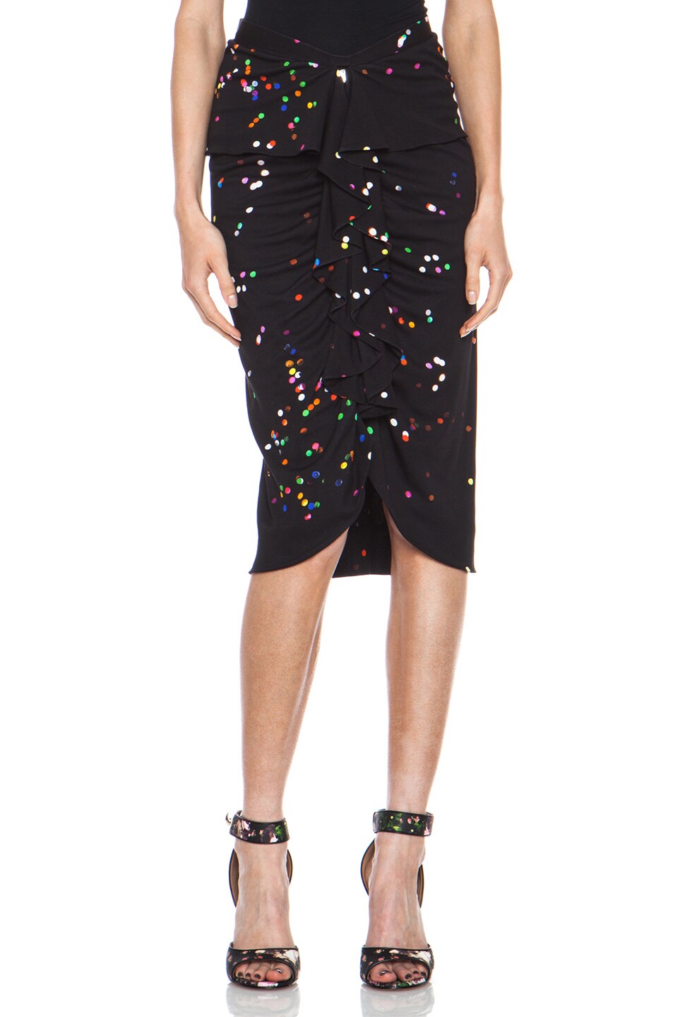 Image 1 of Givenchy Crepe Jersey Confetti Ruffle Skirt in Multi