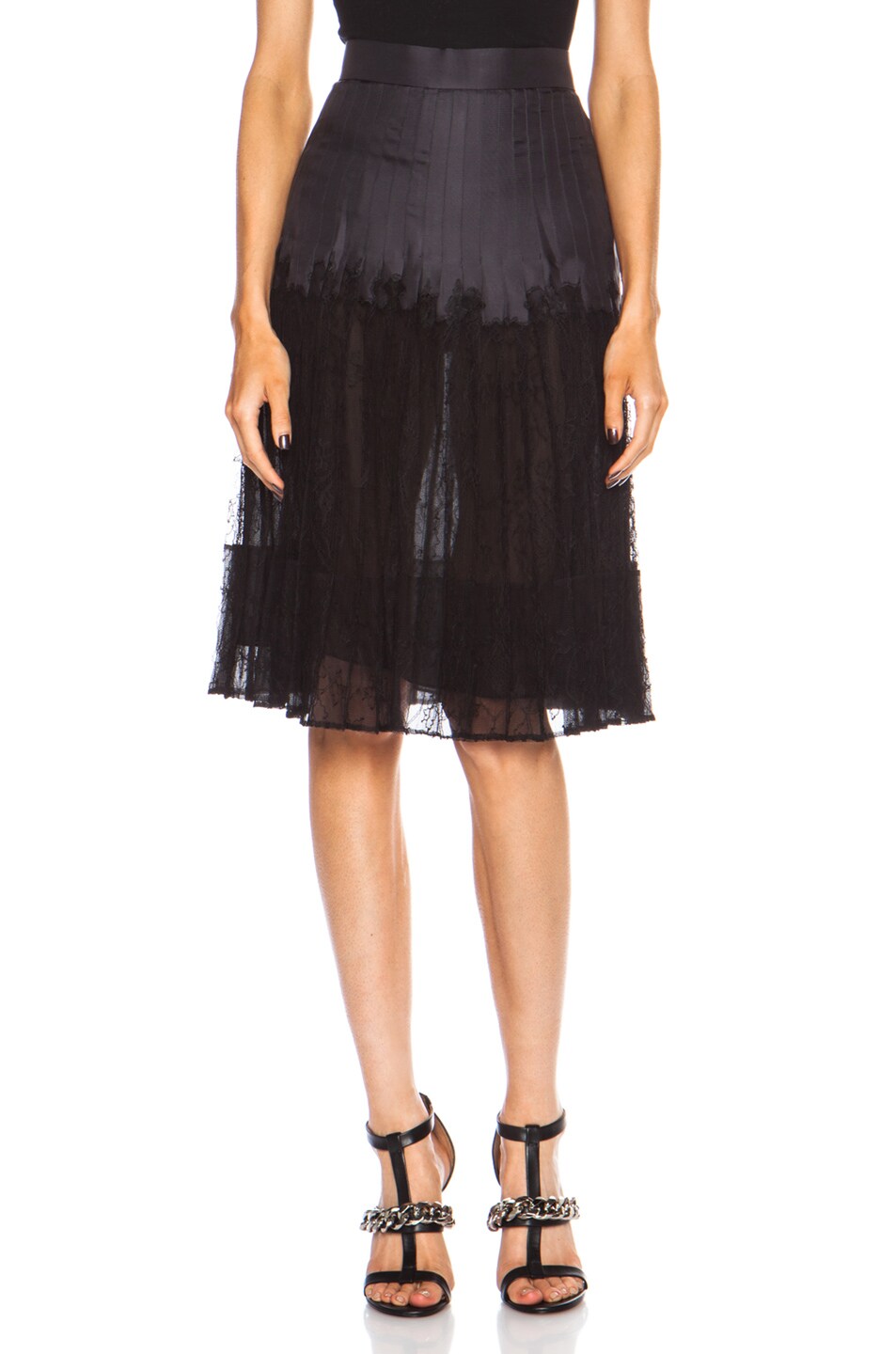Image 1 of Givenchy Lace Pleated Skirt in Black