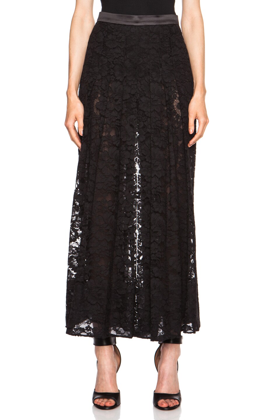 Image 1 of Givenchy Pleated Cotton-Blend Lace Skort in Black