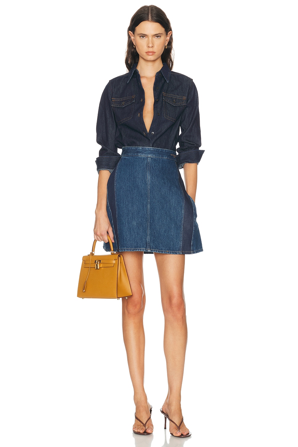 Givenchy Mini Cocoon Denim Skirt In Medium Blue