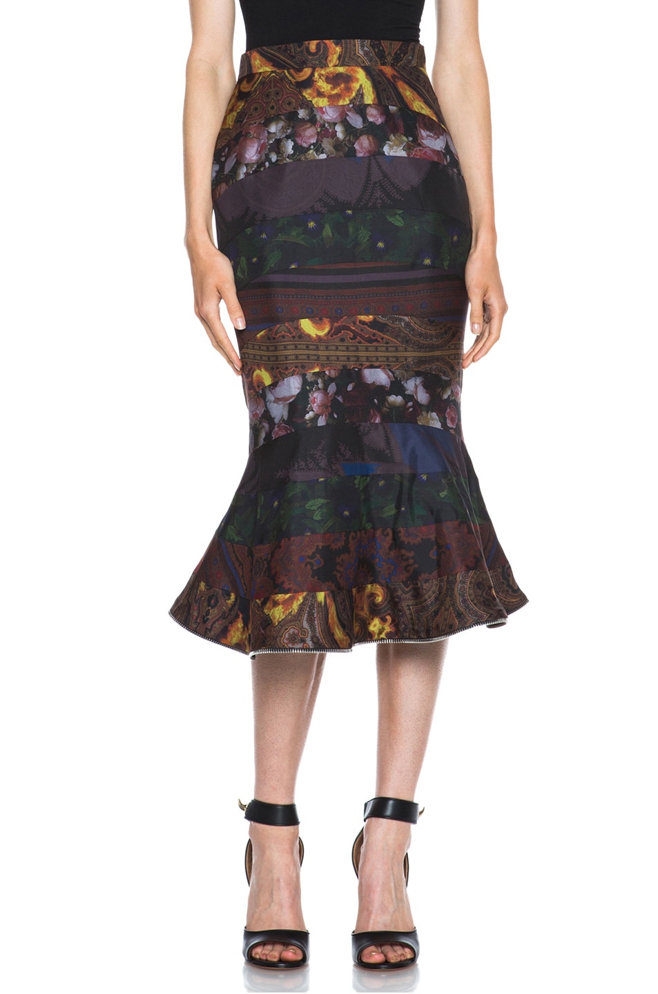 Image 1 of Givenchy Darker Multi Print Paneled Silk Skirt in Multi