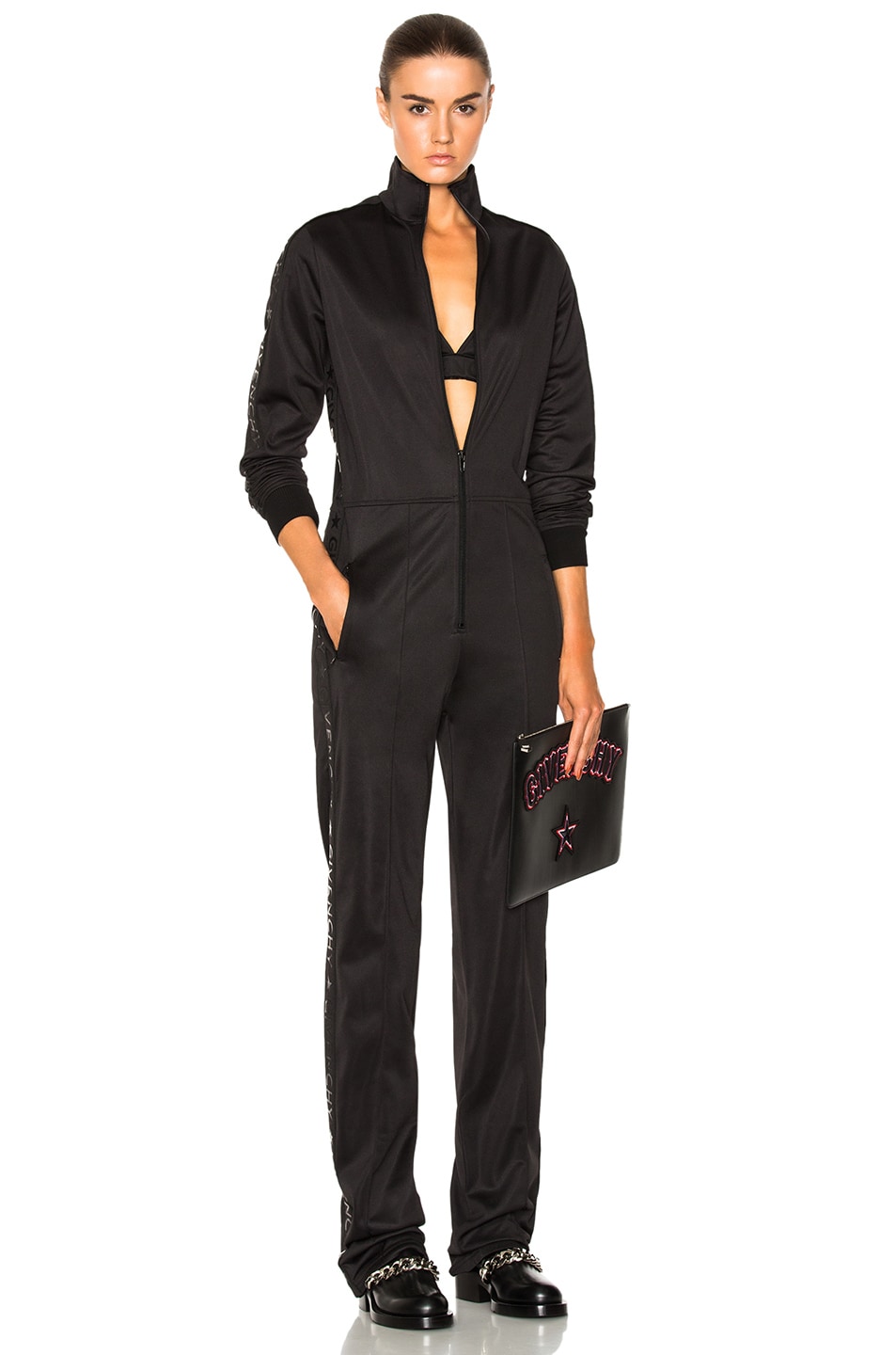 Image 1 of Givenchy Logo Band Jumpsuit in Black