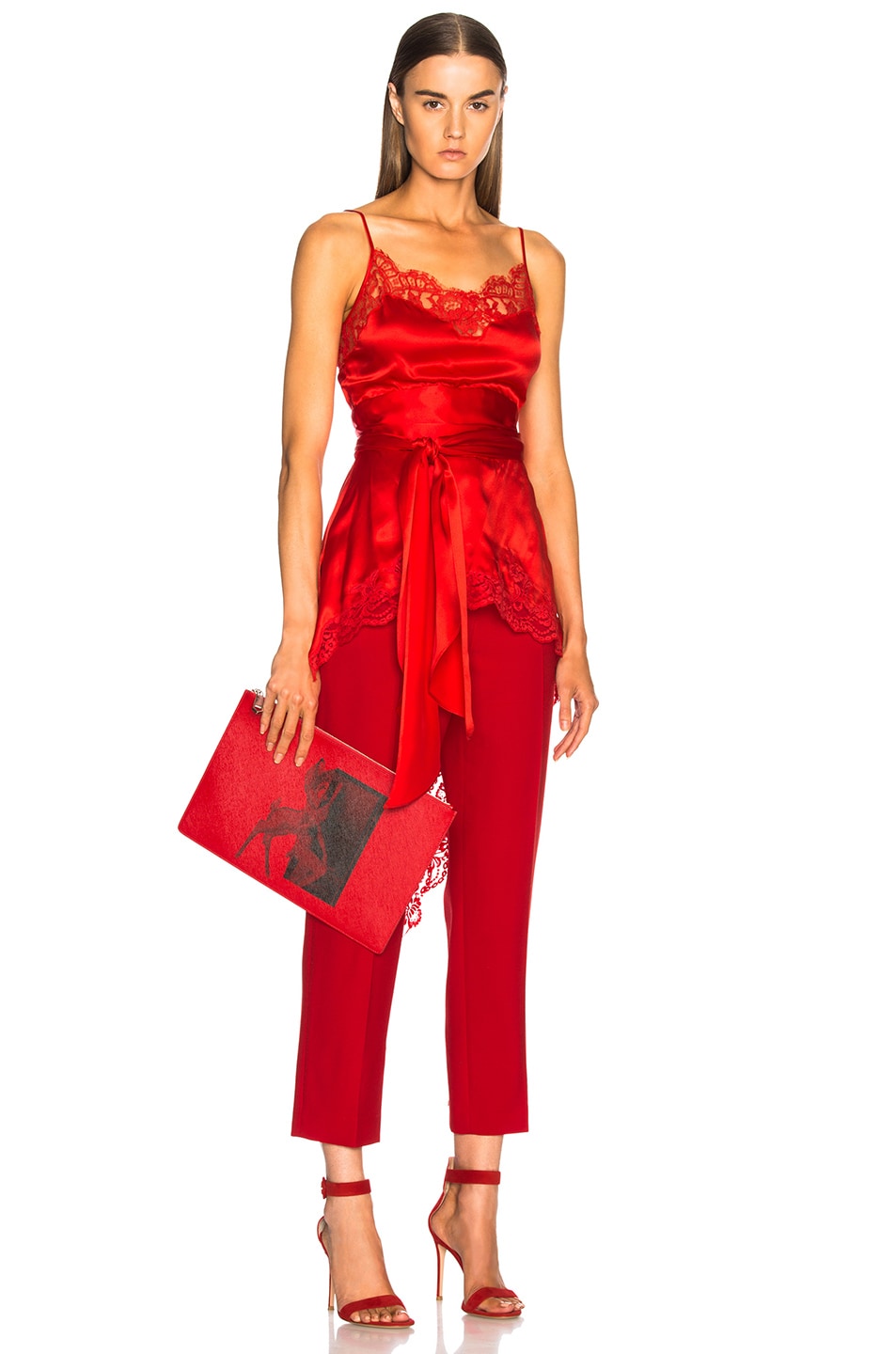 Image 1 of Givenchy Asymmetric Hem Split Back Cami in Red