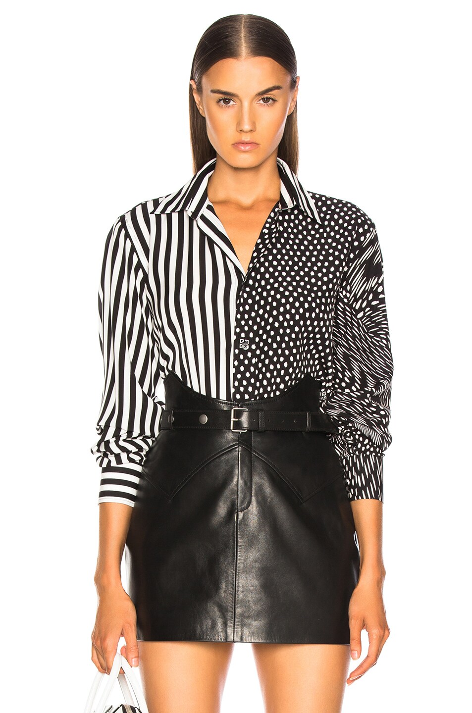 Image 1 of Givenchy Polka Dot & Striped Mixed Print Shirt in Black & White