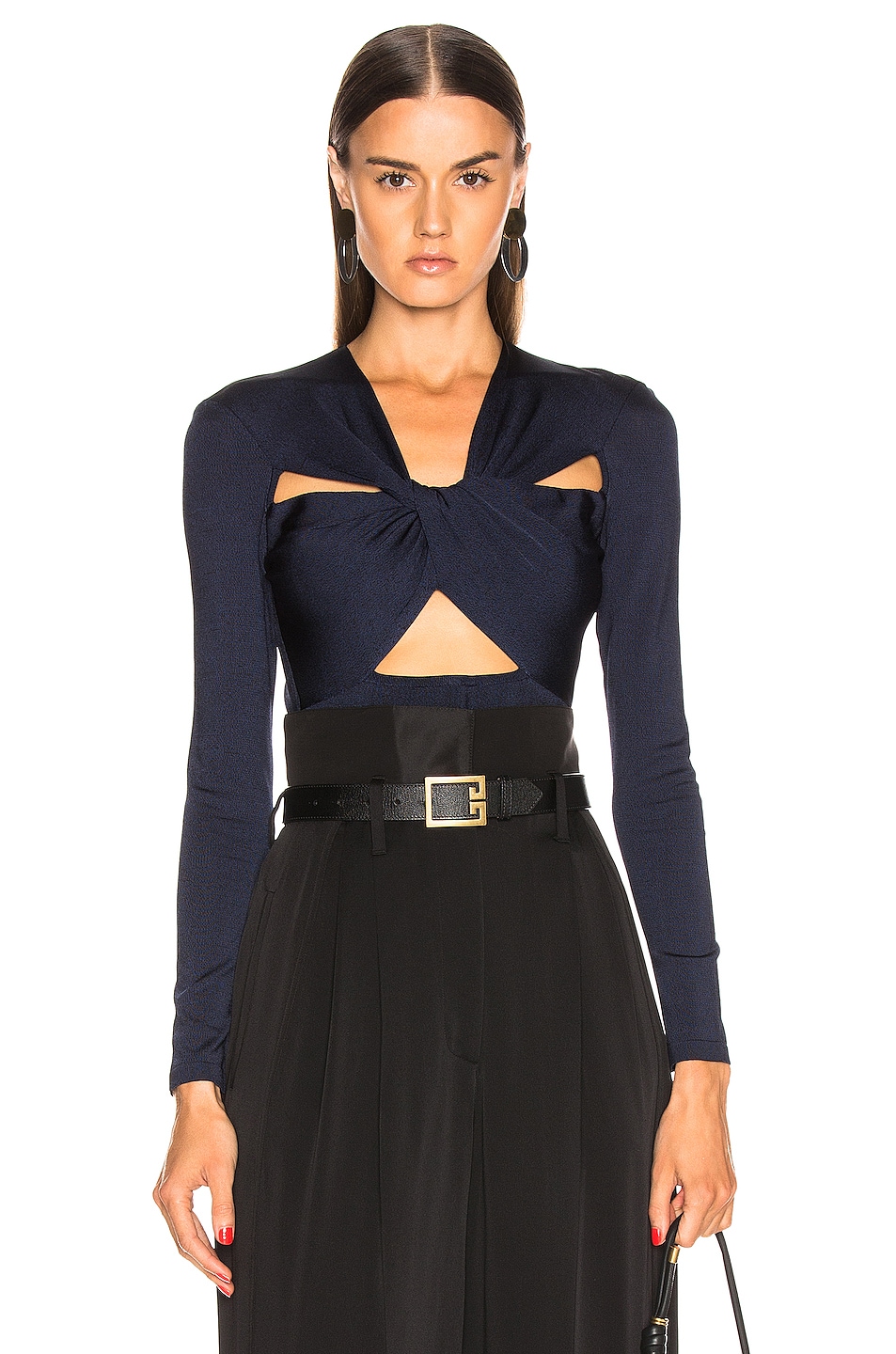 GIVENCHY GIVENCHY CUTOUT BODYSUIT IN BLUE,GIVE-WS134