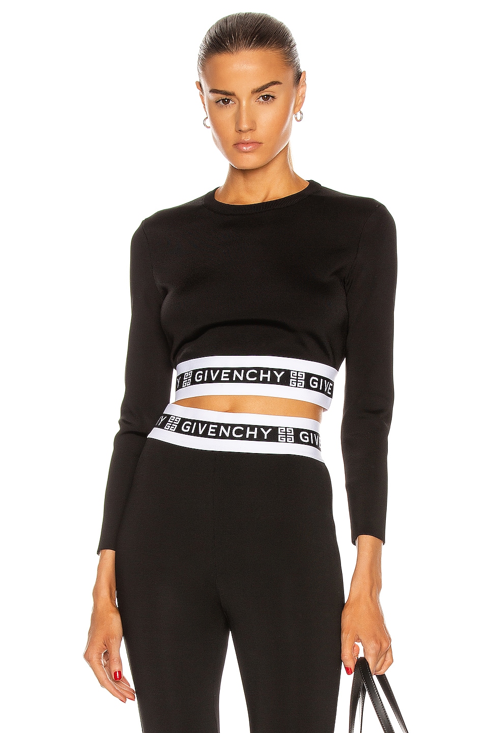 Image 1 of Givenchy Cropped Logo Band Top in Black