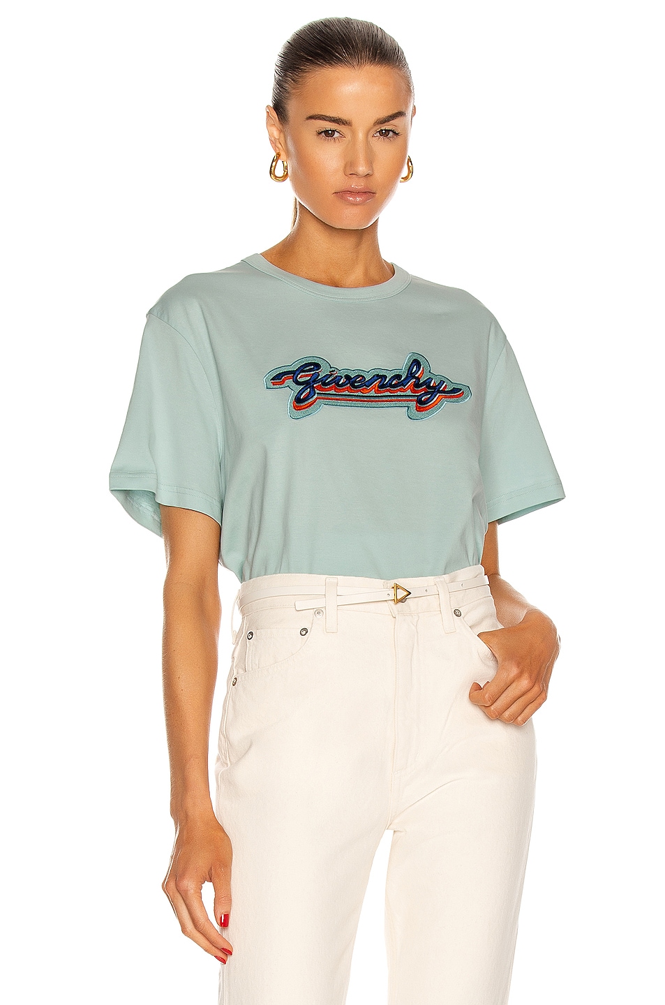 Image 1 of Givenchy Short Sleeve Masculine T Shirt in Pale Blue