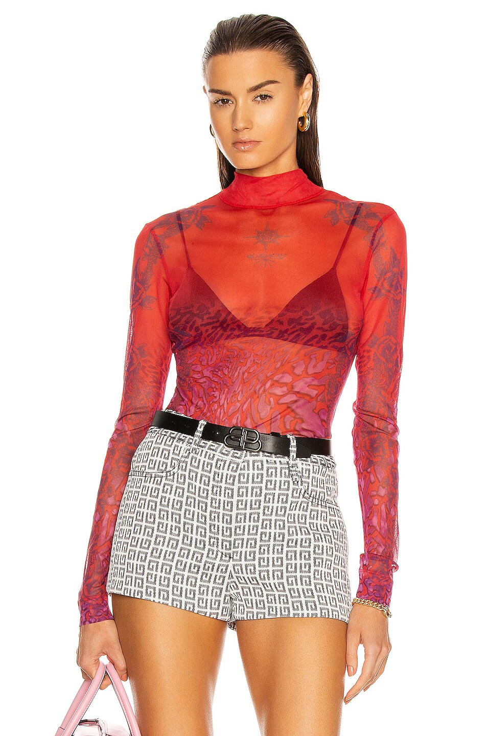 Image 1 of Givenchy Cyclist Collar Blouse in Multicolor