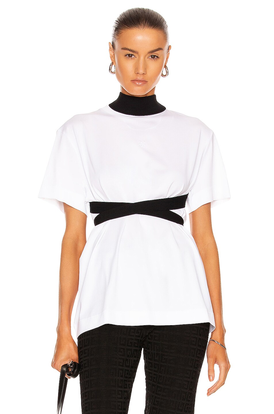 Image 1 of Givenchy Jersey Knitted T Shirt in White & Black