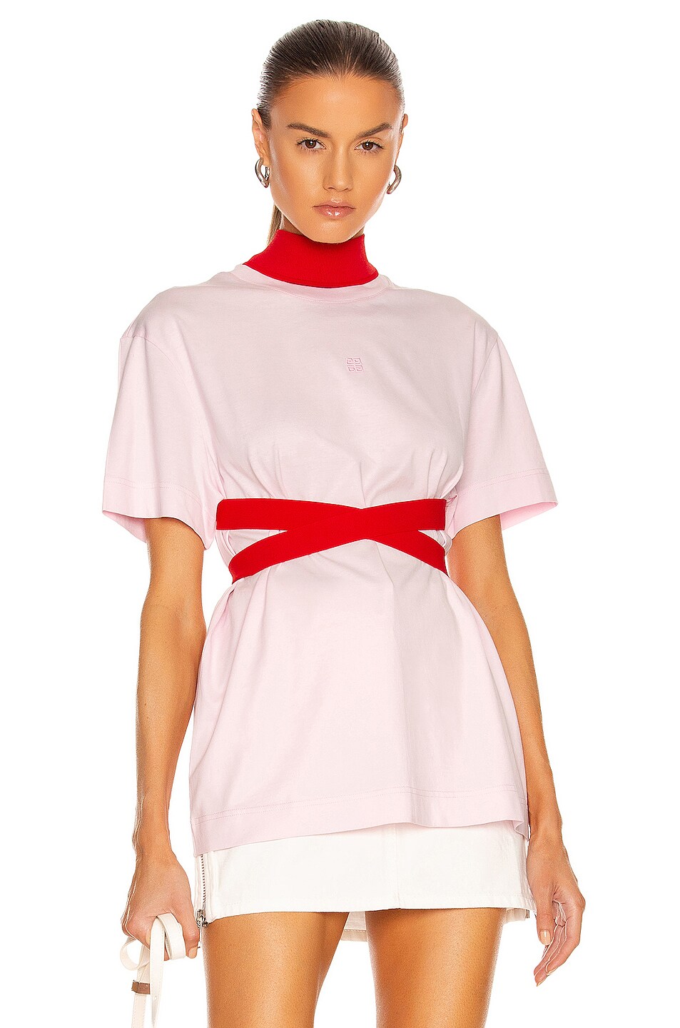 Image 1 of Givenchy Jersey Knitted T Shirt in Pink & Red