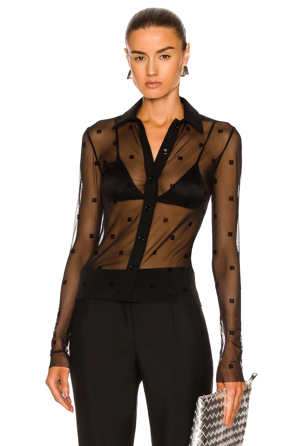 Image 1 of Givenchy Transparent 4G Shirt Blouse in Black