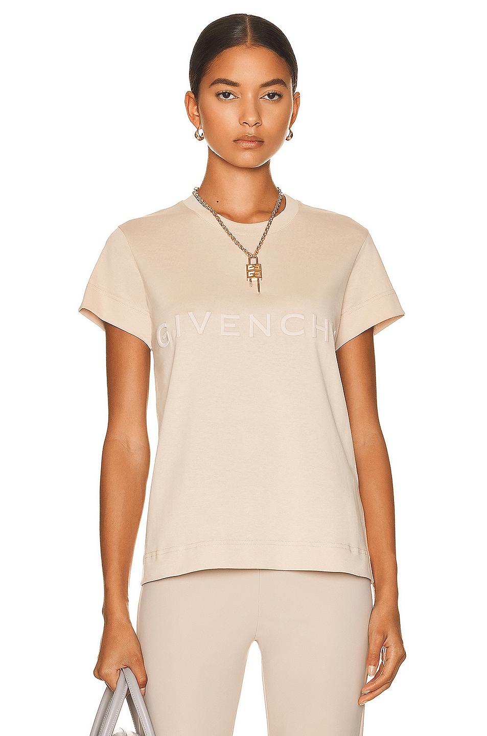 Image 1 of Givenchy Fitted Short Sleeve T-Shirt in Light Beige