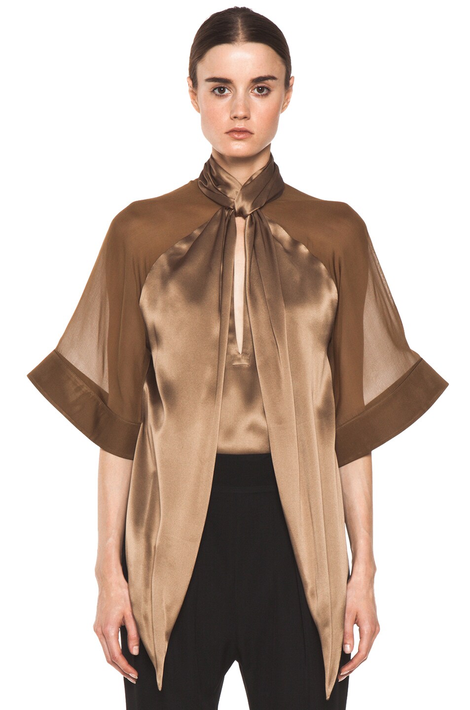 Image 1 of Givenchy Satin Tie Neck Blouse in Multi